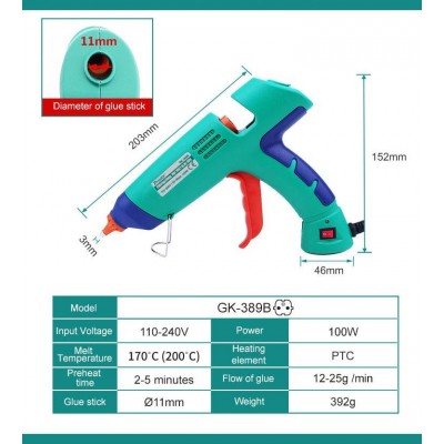 GK-389B Pistola de pegamento caliente profesional de Proskit