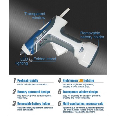 GK-368 Pistola de pegamento caliente con baterías de Proskit