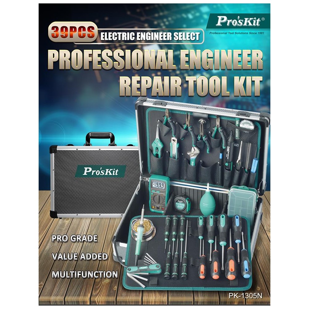 Juego de herramientas para electricista Kit Pro'sKit PK-15305B - ToolBoom