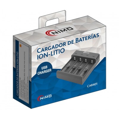 CAR401 Cargador de sobremesa para baterías cilíndricas de Ion-Litio 4 canales