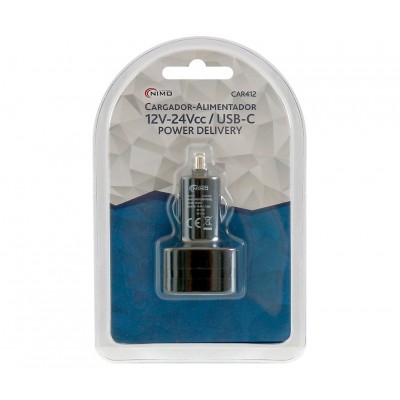 Cargador Alimentador mechero USB-C Power Delivery 12V-24Vcc - CAR412