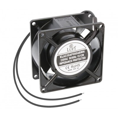 KLA230AP080ABWH Ventilador 80x80x38mm. 230Vca, rodamiento de bolas, 2 cables