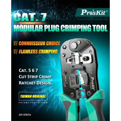 CP-376TA Crimpadora conectores modulares con trinquete Cat.7/6/5 de Proskit