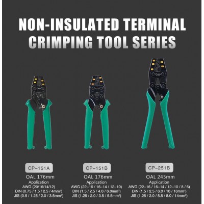 CP-251B Crimpadora Profesional de terminales no aislados hasta 16mm² de Proskit