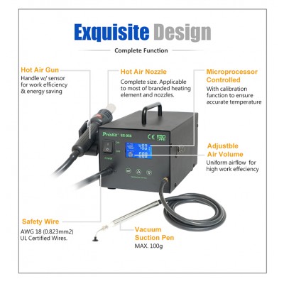 SS-956B Estación de aire caliente para SMD con lápiz de vacío de Proskit