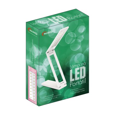 HRV1208R Lámpara plegable rosa con 18 LED y batería de Nimo