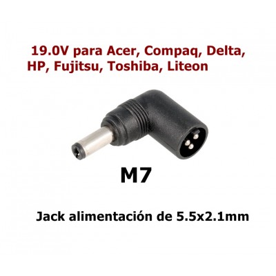 M7 Jack DC tips automático 19.0V para ALM291, ALM292, ALM293...