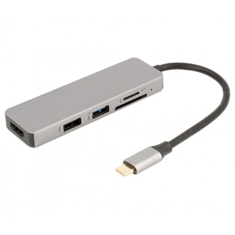 WIR1760 Adaptador 5 en 1 HUB USB-C a USB, HDMI y lector de tarjetas