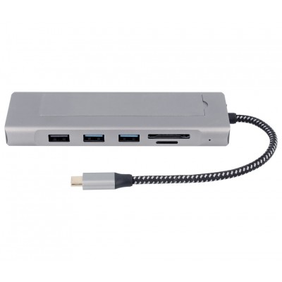 WIR1763 Adaptador 8 en 1 USB-C, USB, HDMI, RJ45, SSD M.2 y tarjetas