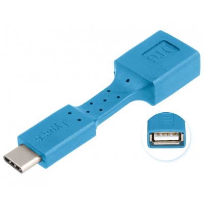 CON518AZ Adaptador USB-A hembra a USB-C macho, OTG móviles azul