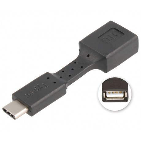 CON518N Adaptador USB-A hembra a USB-C macho, OTG móviles Negro