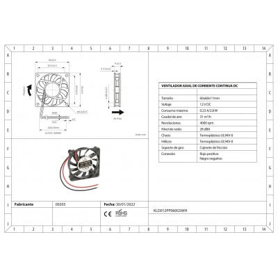 Ventilador con cojinete de fricción KLD012PP060GSWH