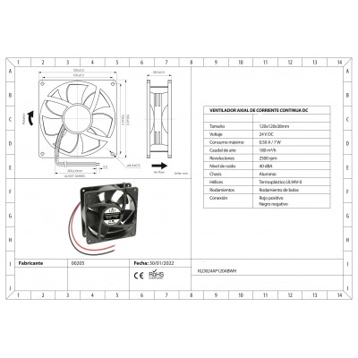 Ventilador con cojinete de fricción KLD024AP120ABWH