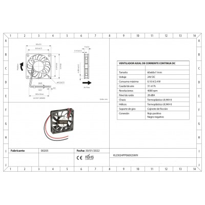 Ventilador con cojinete de fricción KLD024PP060GSWH
