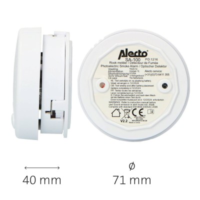 SA-102 Detector de humos con batería de litio de Alecto, PACK DE 2 UNDS
