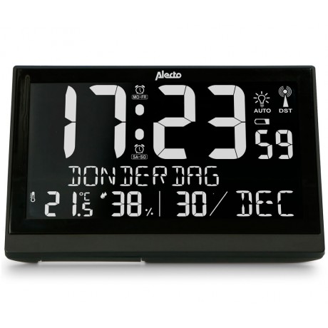 AK-70 Reloj despertador con Higrómetro, Termómetro y fecha DST ALECTO