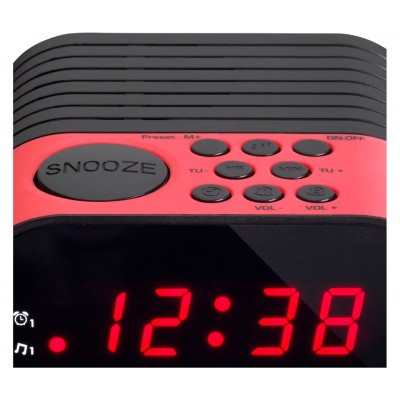 CR-07 Pink Radio reloj despertador digital con PLL FM y pantalla LED de Lenco