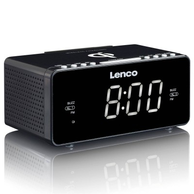 CR-550BK Radio reloj despertador con cargador inalámbrico y USB de Lenco