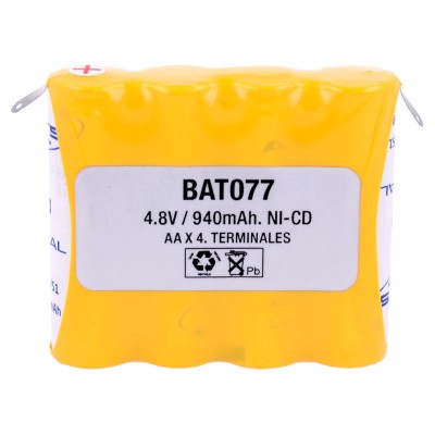 Pack de Baterías de reemplazo 4.8V/940mAh Ni-CD - AA/RC6 X 4, Terminales