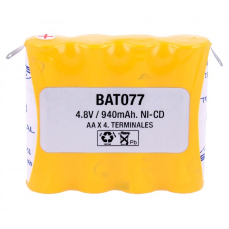 Pack de Baterías de reemplazo 4.8V/940mAh Ni-CD - AA/RC6 X 4, Terminales