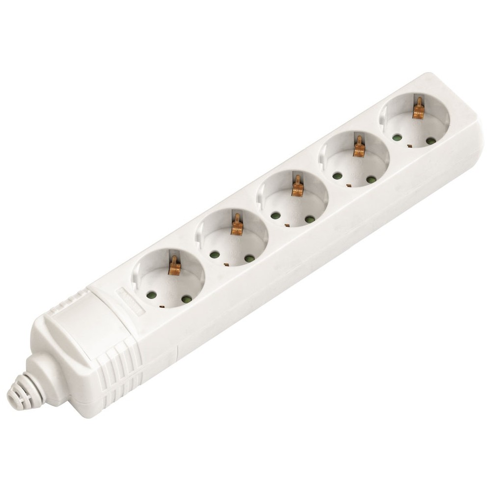 Regleta con interruptor de seis enchufes Schuko 250V sin cable de color  blanco