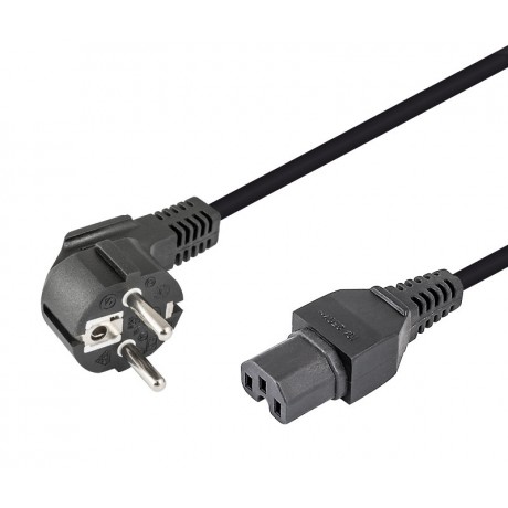 Cable de alimentación Schuko acodado CEE 7/7 a hembra IEC C15 1.8m