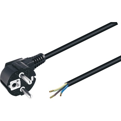 Cable alimentación Schuko acodado CEE7/7 a hilos desnudos 2.0m (2 unidades)