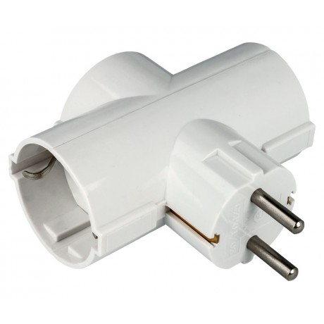 Adaptador de red 1 macho a 3 hembras Schuko (3 unidades)