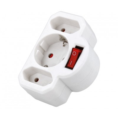 Distribuidor de red Schuko con interruptor 1E:3S (3 unidades)