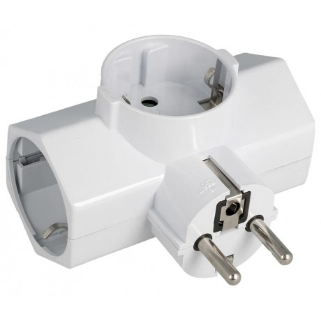 Adaptador de red 1 macho a 3 hembras Schuko (3 unidades)