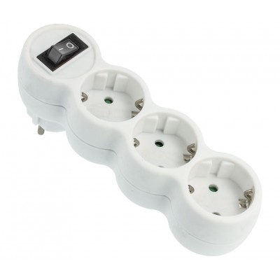 Distribuidor de red Schuko con interruptor 1E:3S (2 unidades)