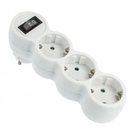 Distribuidor de red Schuko con interruptor 1E:3S (2 unidades)