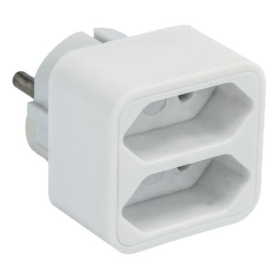 Adaptador de red 1 macho Schuko a 2 hembras Europa (10 unidades)