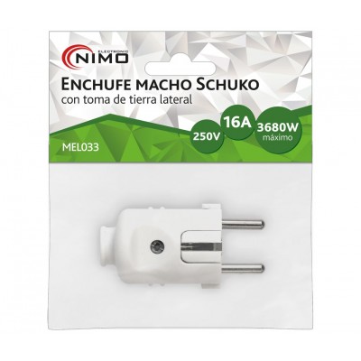 Enchufe macho schuko con Toma Tierra lateral (10 unidades)