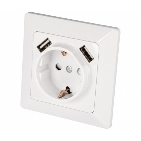 Enchufe Schuko para empotrar y 2 USB 5V/2100mA