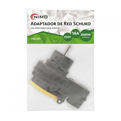 Adaptador Schuko 1E:1S con interruptor para exterior