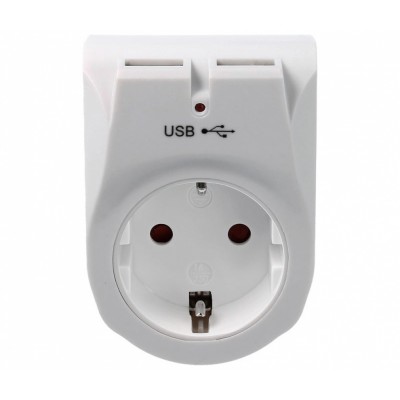 Adaptador de enchufe Schuko con 2 USB de carga