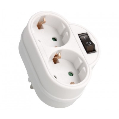 Distribuidor de red Schuko con interruptor 2 salidas