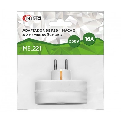 Adaptador de red 1 macho a 2 hembras Schuko (3 unidades)