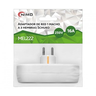 Adaptador de red 1 macho a 3 hembras Schuko (3 unidades)