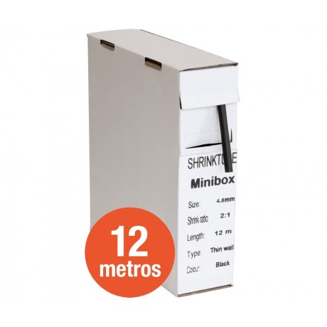 Tubo termorretráctil negro Diámetro Ø 4.8mm en caja de 12 metros (2 unidades)