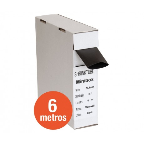 Tubo termorretráctil negro Diámetro Ø 24.5mm en caja de 6 metros