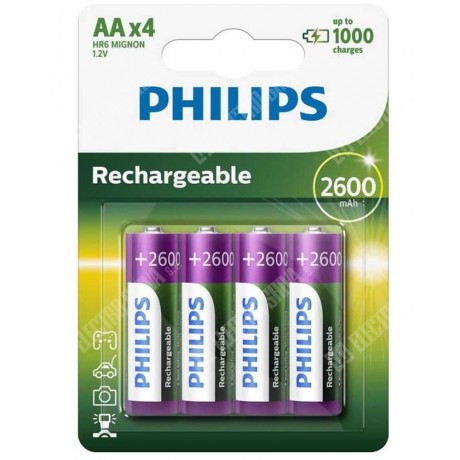 Batería recargable AA 1.2V/2600mAh NI-MH de Philips - AA/RC06 2600Mah