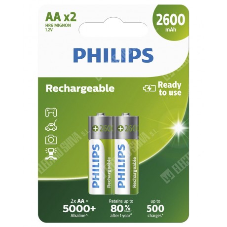 Batería recargable AA 1.2V/2600mAh NI-MH de Philips - AA/RC06 2600Mah