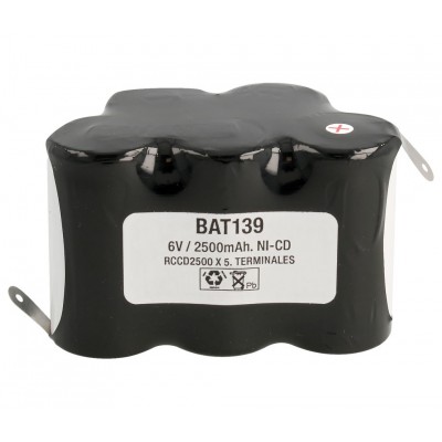 Pack de baterías de 6v/2500mAh Ni-CD - RCCD2500 x 5, Tresbolillo