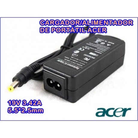 Cargador para Portátil Acer/Asus/Toshiba/HP de 19V 3.42A5.5*2.5mm