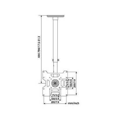 80.0048N.10 Soporte de Techo para televisión pantalla plasma-led Negro 23"-42" 45KG VESA:200 LARGO:44-80CM