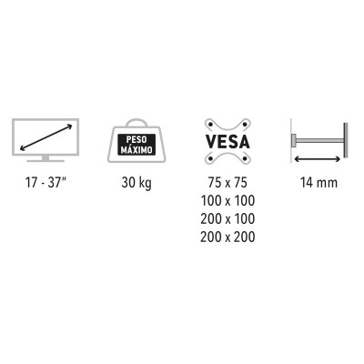 ELB-1737 SLIM Soporte TV plana 17"-37" Ultra Slim 14mm separación de pared