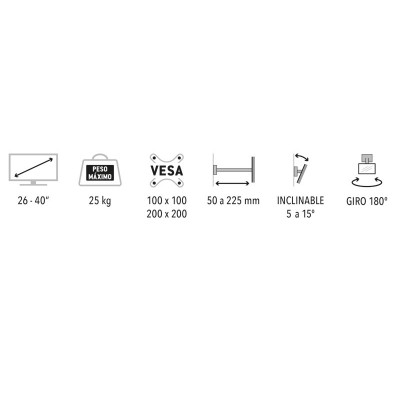 SOP059 Soporte TV con inclinación de 26" a 40" / 5ºc a 10º y giro 180º