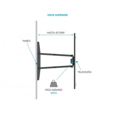 SOP223 Soporte de pared para TV LED/TFT de 36" a 65" inclinable articulado